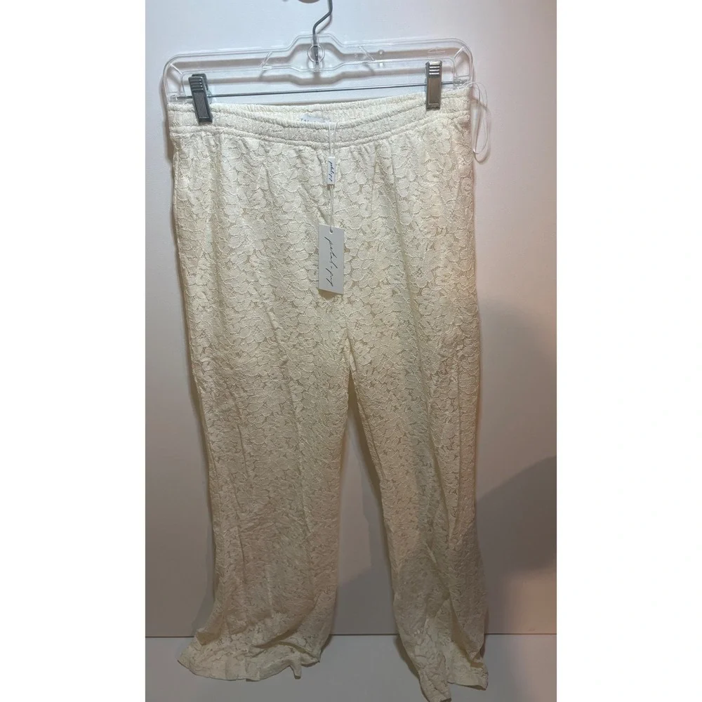NWT Petal and Pup Sammy Cream Lace 2 Piece Set Top & Wide Leg Pants medium